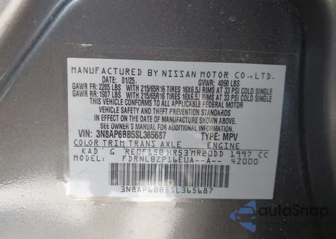 2025 Nissan Kicks S Intelligent Awd z USA, uszkodzony, nr VIN 3N8AP6BB5SL365687